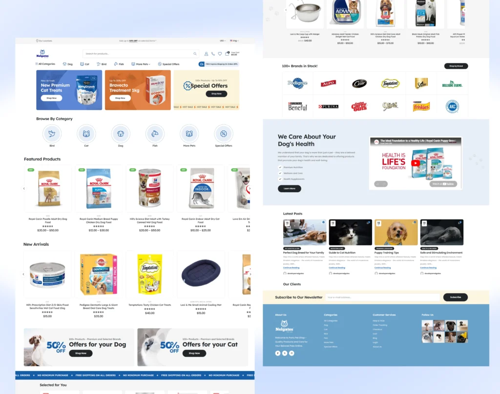 pet shop website design and development