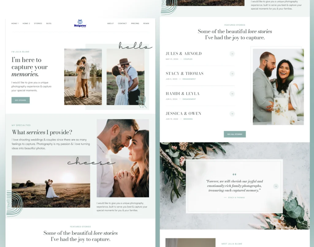 photography website design