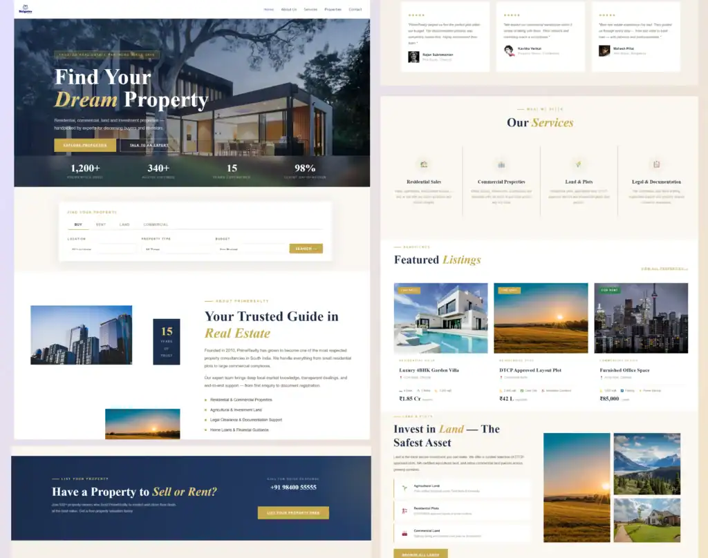 real estate website design and development