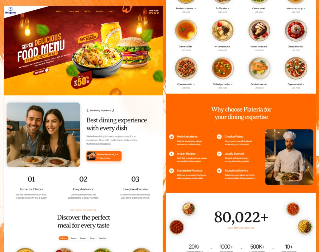 Restaurant website design
